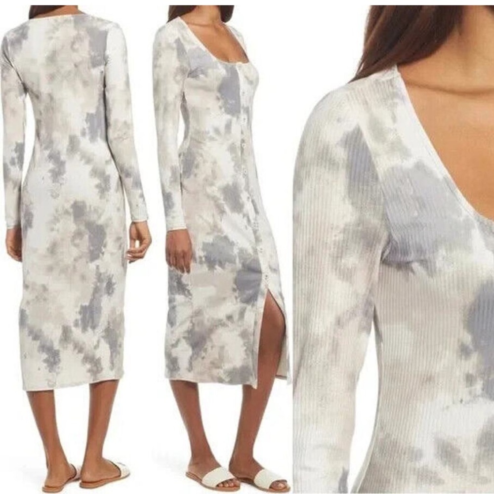 Fourteenth Place Button up  Dress soft grey tie dye Nordstrom